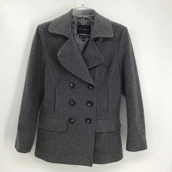 Banana Republic Double Breasted Italian Wool Melange Peacoat Gray Size Small - Picture 1 of 9